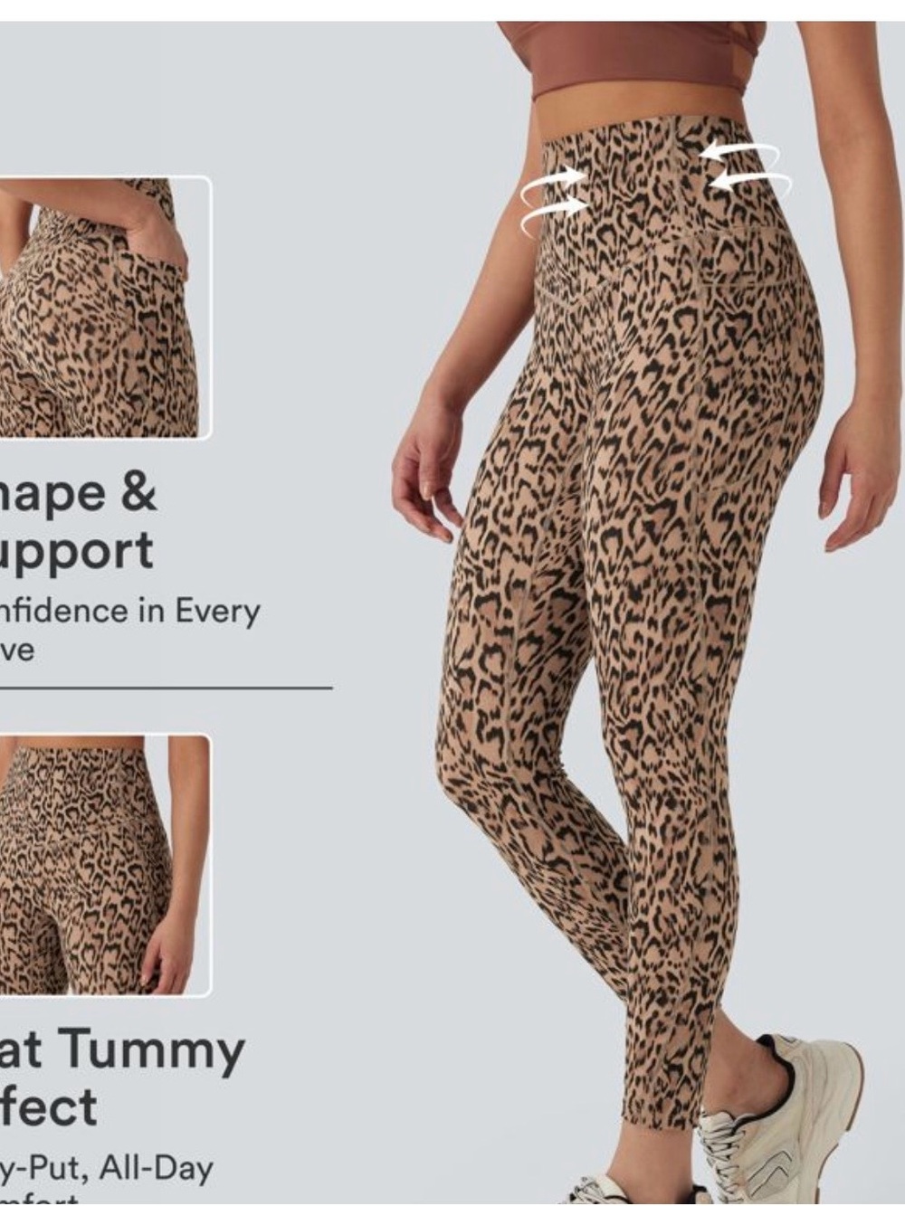 HALARA Leopard Print High-Waist Leggings - Tan/Black